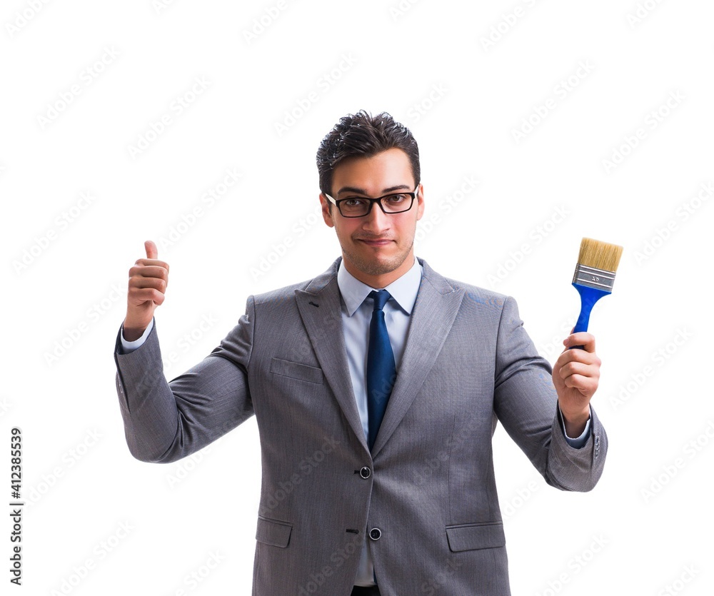 Businessman painter isolated on white background Businessman painter isolated on white background