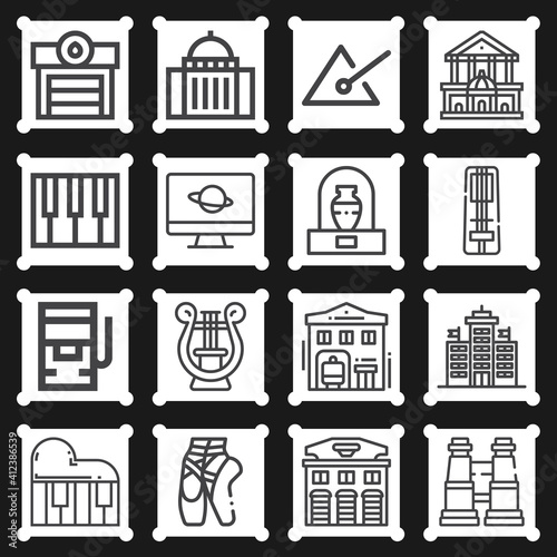 16 pack of monuments  lineal web icons set