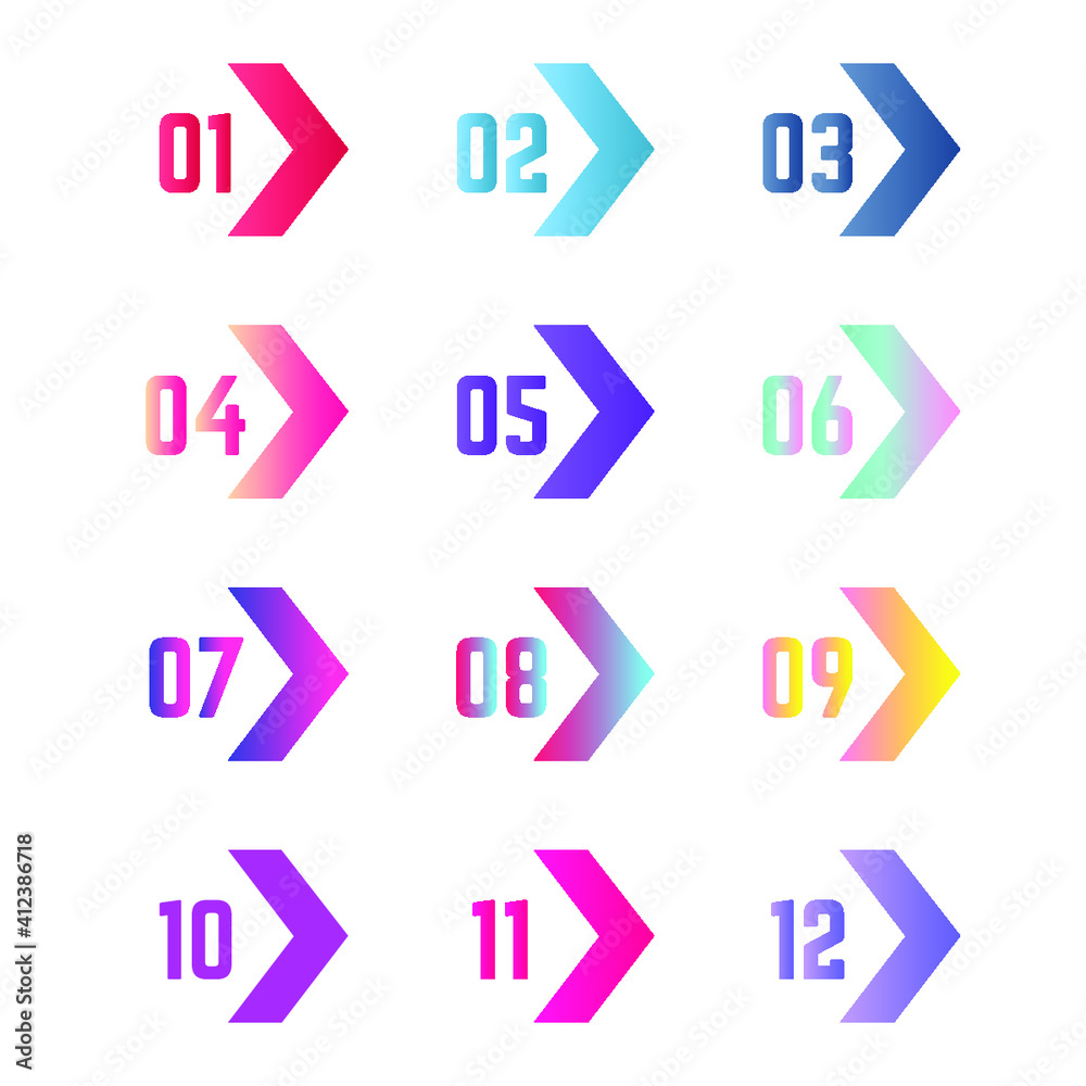 Colorful arrow bullet points collection Colorful arrow bullet points collection