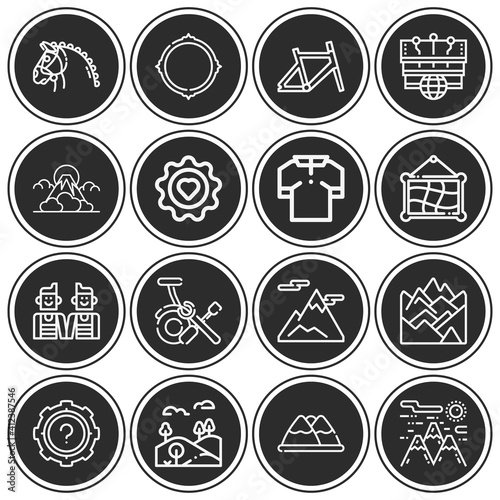 16 pack of mount  lineal web icons set