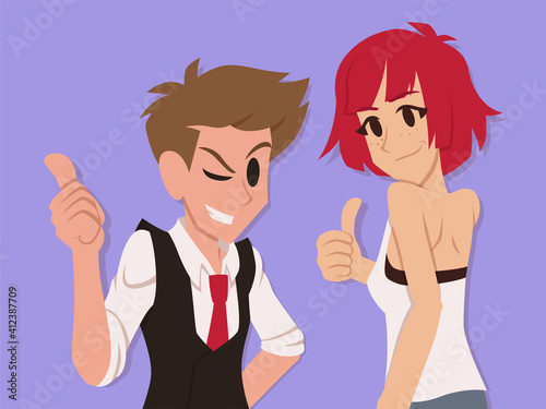 Couple smiling with thumbs up