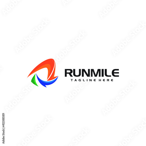 letter r and arrow logo design template vector