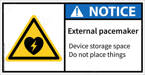 Automatic external defibrillator. Notice sign