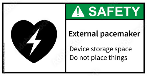 Automatic external defibrillator. Safety sign