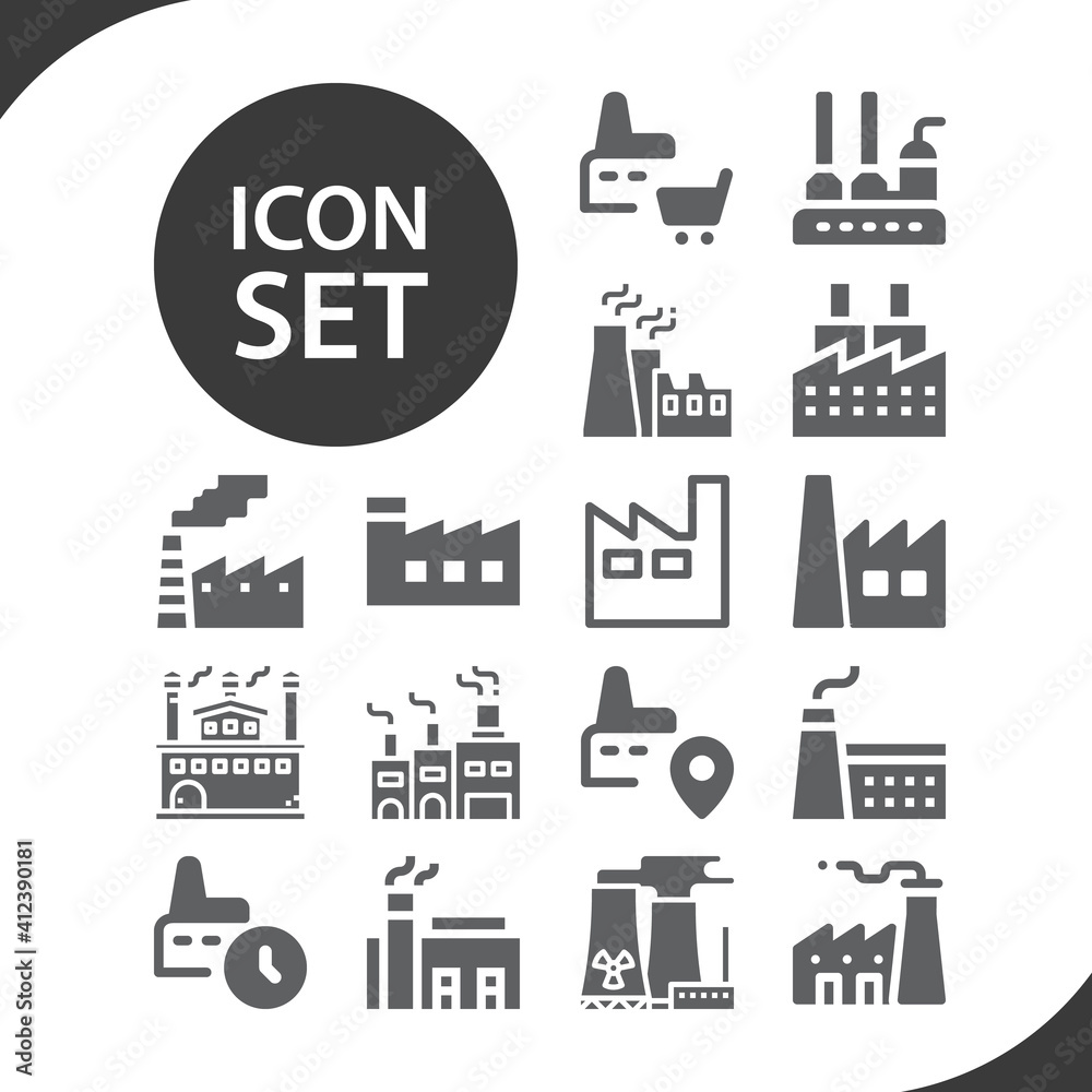 Obraz premium Simple set of stamp mill related filled icons.