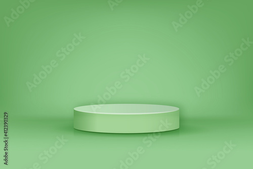 Light green 3D stage podium mockup for cosmetic and product placement, vector illustration