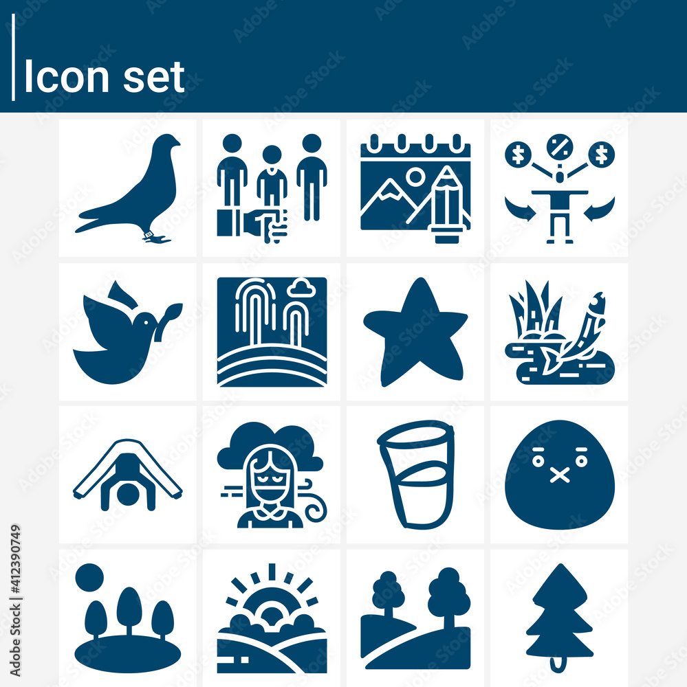 Fototapeta premium Simple set of peaceful related filled icons.