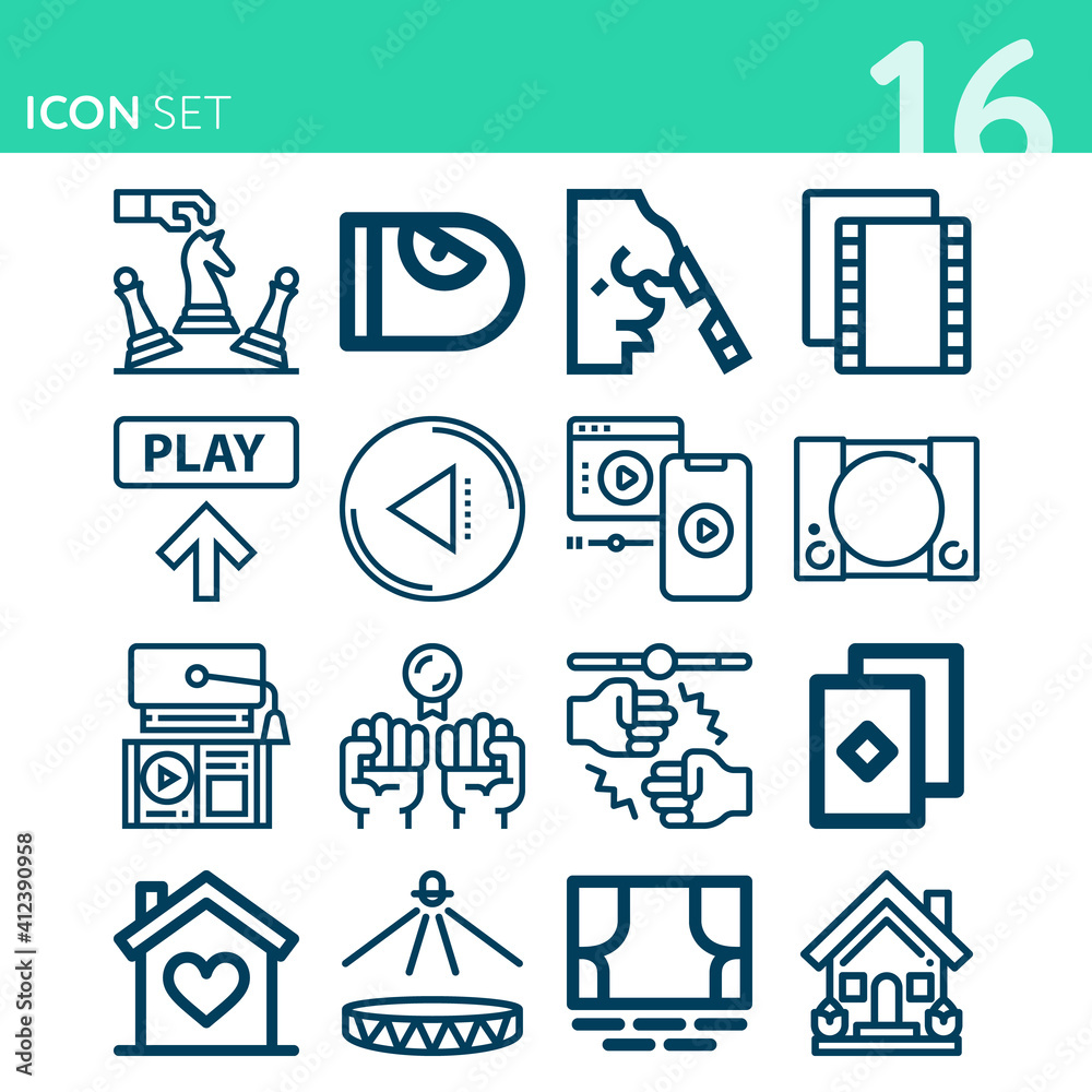 Simple set of 16 icons related to theatre Simple set of 16 icons related to theatre