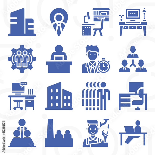 16 pack of employers  filled web icons set