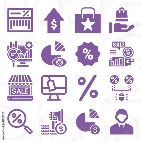 16 pack of exceeding  filled web icons set