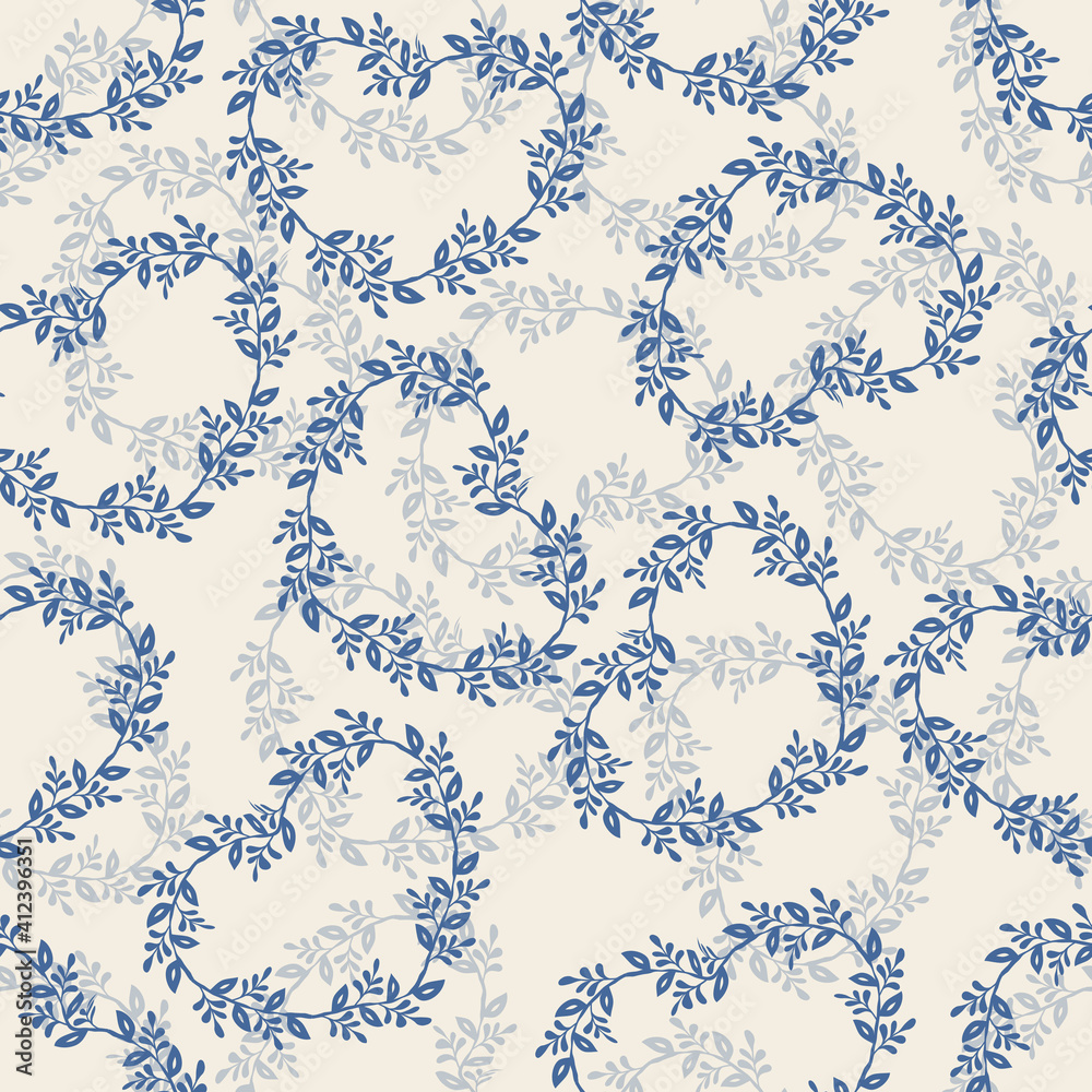seamless valentine day pattern background with blue heart heart line from ivy plant