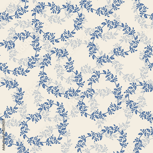 seamless valentine day pattern background with blue heart heart line from ivy plant