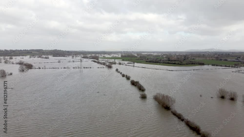 Flooding in the UK Showing Large Areas of the Countryside Flooded in the Winter Flooding in the UK Showing Large Areas of the Countryside Flooded in the Winter