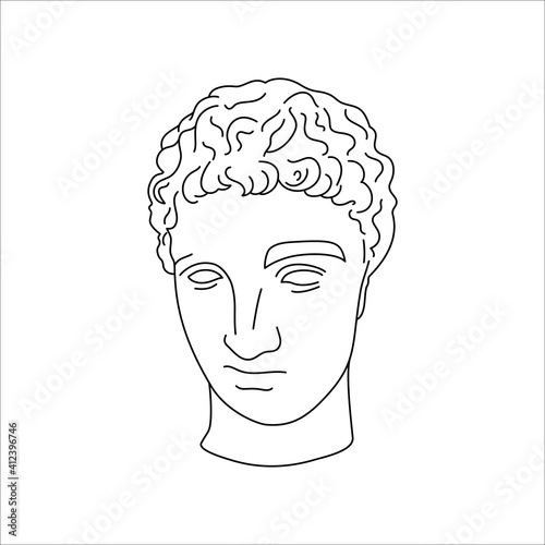 Antique Sculpture of Hermes in a Minimal Liner Trendy Style. Vector Illustration of the Greek God for Prints on t-Shirts, Posters, Postcards, Tattoos and more