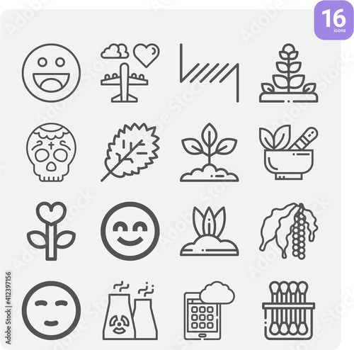 Simple set of flower related lineal icons.