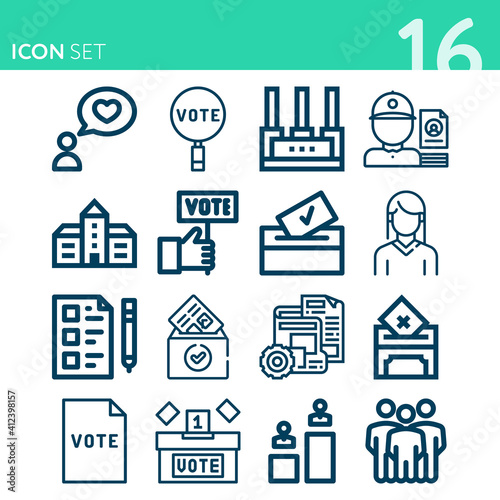 Simple set of 16 icons related to runoff
