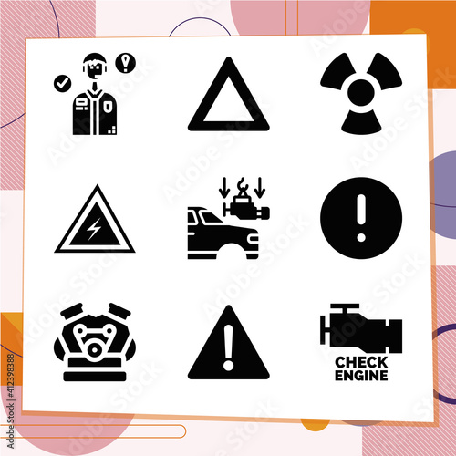 Simple set of 9 icons related to causal agent