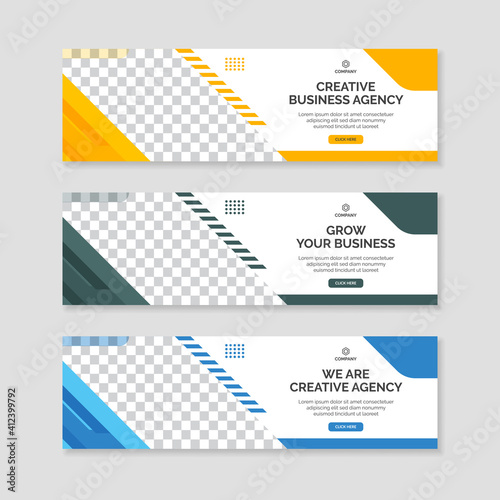 Corporate business banner template. Horizontal advertising business banner