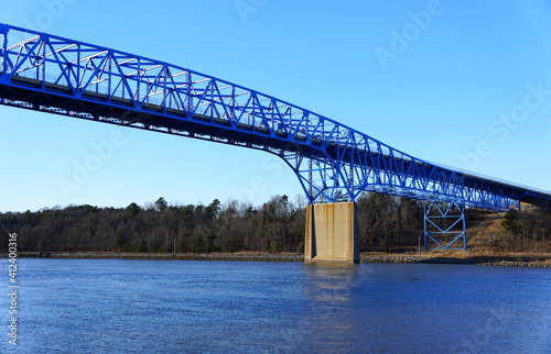 Fototapeta Naklejka Na Ścianę i Meble -  The view of Summit Bridge above the Chesapeake Canal near Middletown, Delaware, U.S
