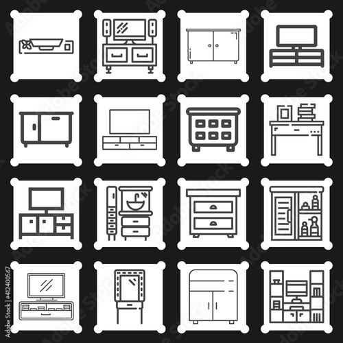16 pack of glory hole  lineal web icons set