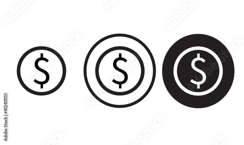 coin money icon black outline for web site design 
and mobile dark mode apps 
Vector illustration on a white background