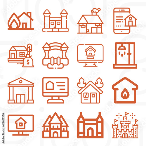 16 pack of manor  lineal web icons set