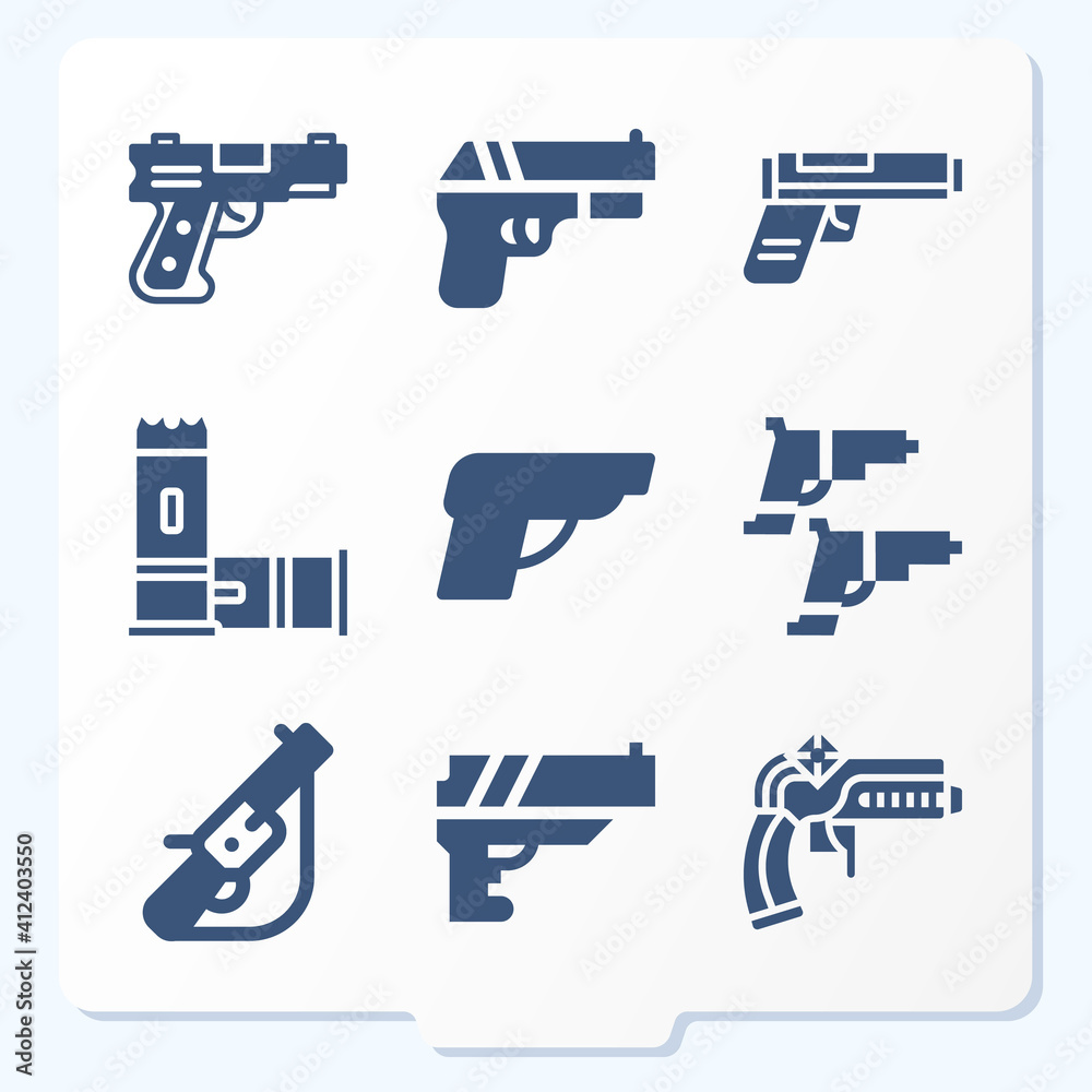 Simple set of 9 icons related to weapon vector