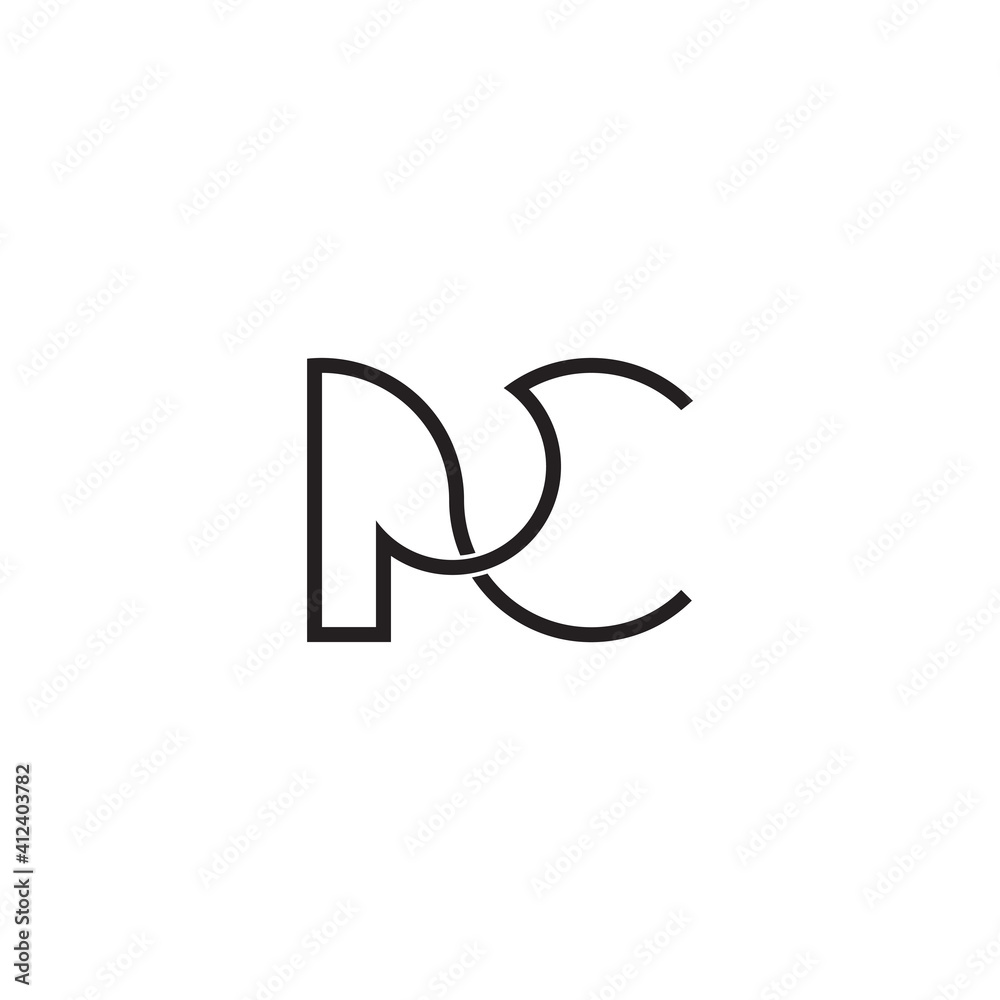 Fototapeta premium letter pc abstract overlapping line curve logo vector