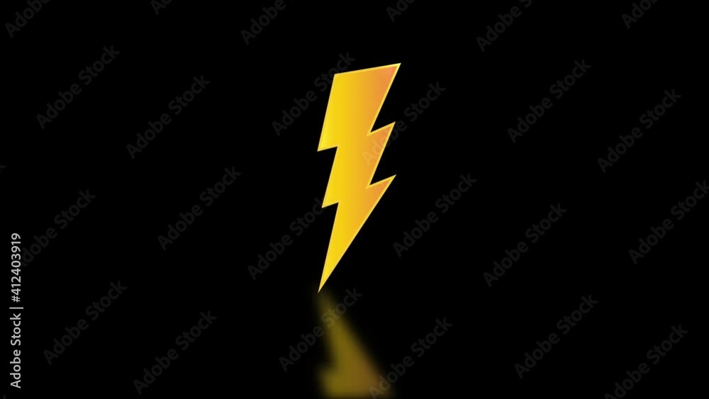 An animation of lightning symbol with saber, electric and reflection effect.