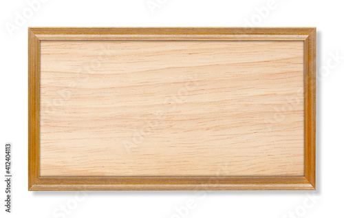 Blank wooden frame or wooden board isolated on white with clipping path