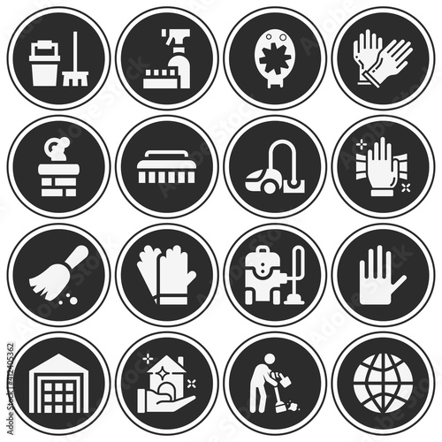 16 pack of sweeping  filled web icons set