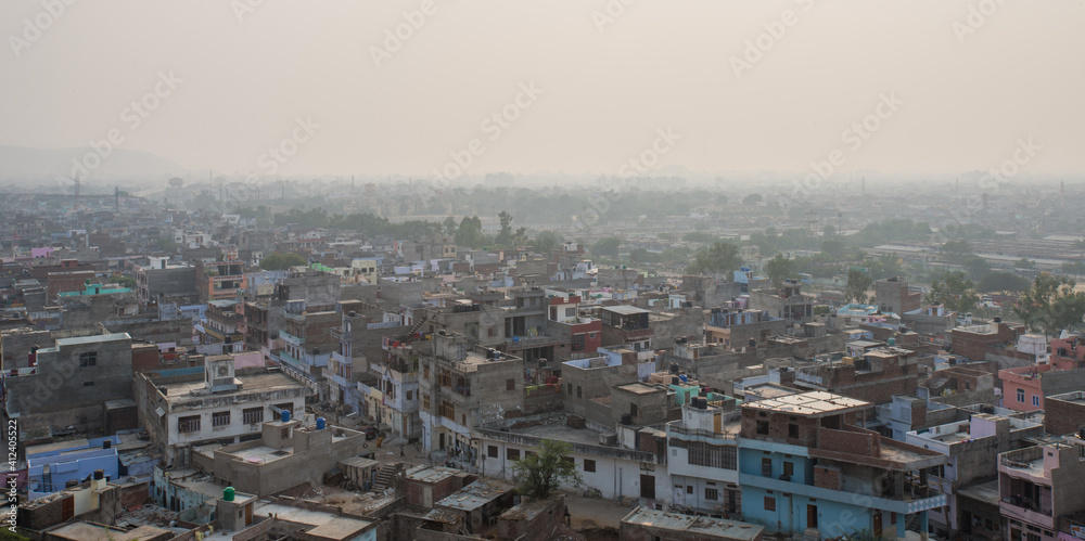 Shot of a hazy city scape. Shot of a hazy city scape.