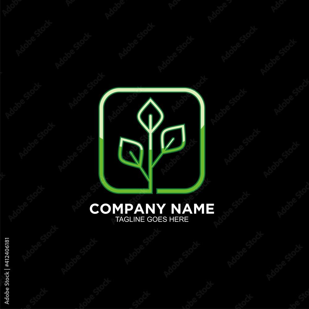 Green leaf logo design template for business company Green leaf logo design template for business company