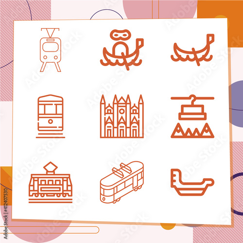 Simple set of 9 icons related to in public