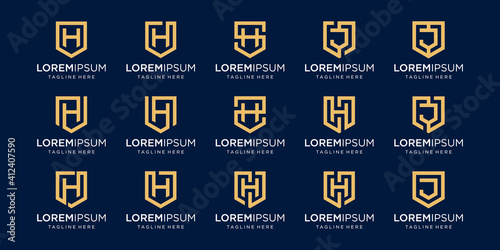 Set of abstract initial letter H logo template. icons for business of fashion, sport, automotive