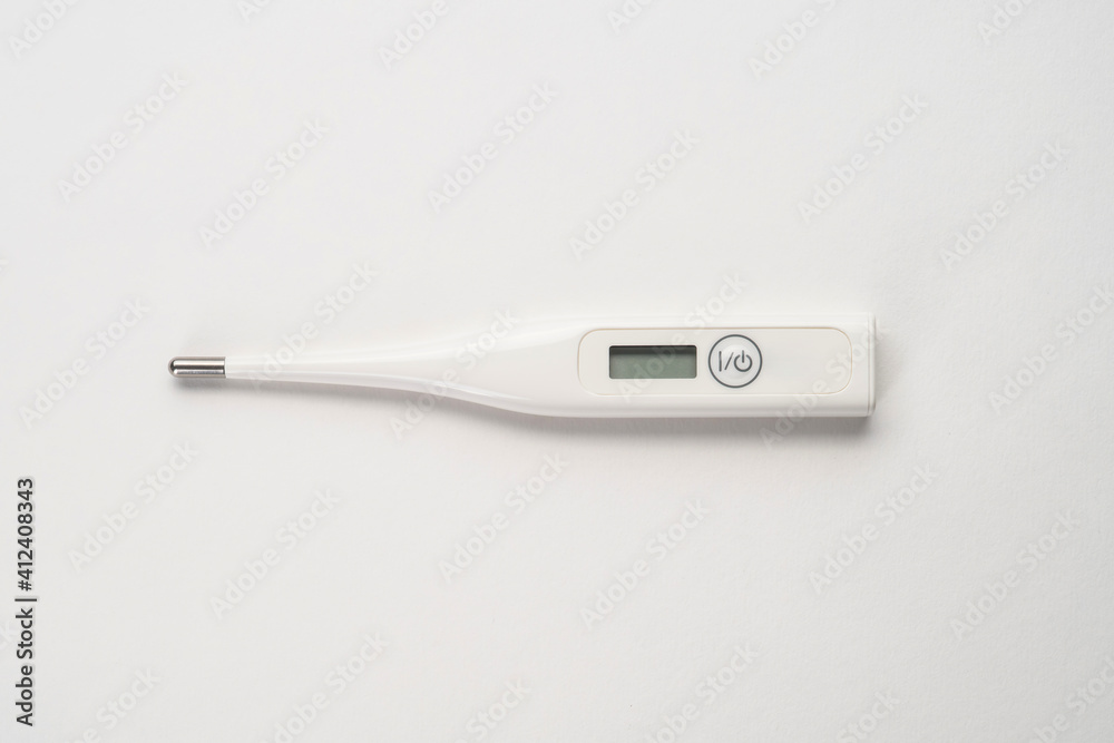 Top view of portable thermometer on white background Top view of portable thermometer on white background