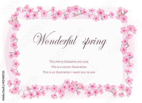桜の花が連なるタイトルまわりのベクター イラスト © SKYFLOWER