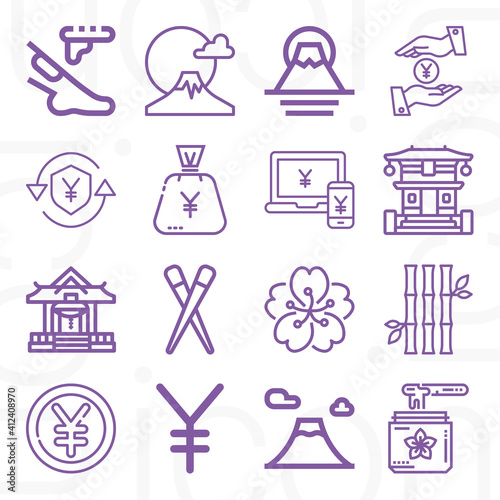 16 pack of japan  lineal web icons set