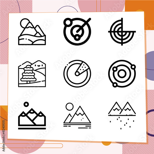 Simple set of 9 icons related to vicinity