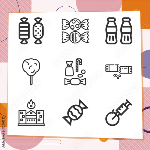 Simple set of 9 icons related to diabetes
