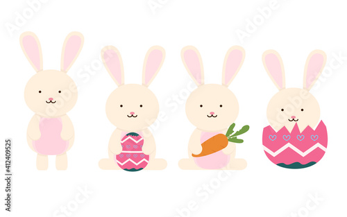 Set of cute bunny cartoon collection