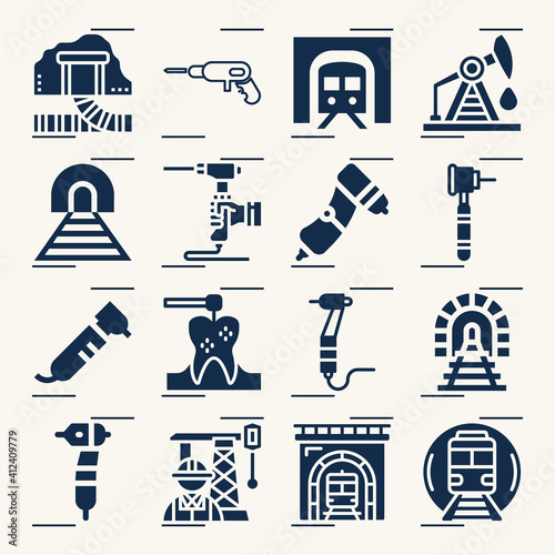 Simple set of boring related filled icons.