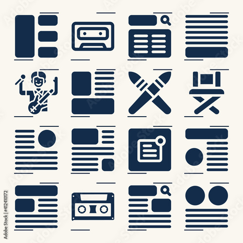 Simple set of musician related filled icons.
