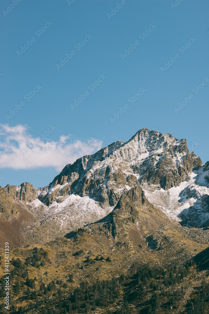 part of the snow-capped mountains with clouds part of the snow-capped mountains with clouds