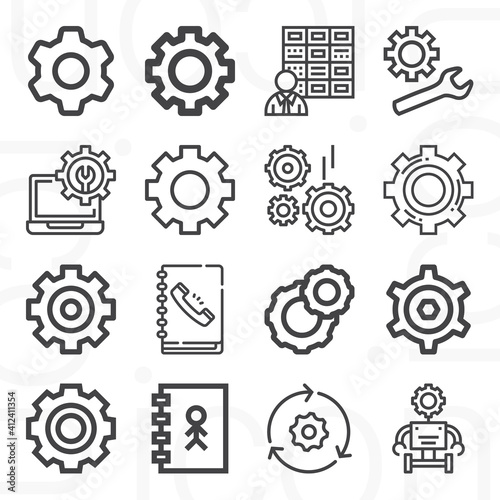 16 pack of planned  lineal web icons set