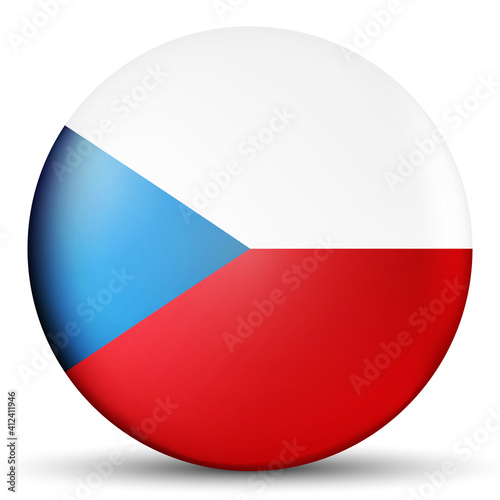 Glass light ball with flag of Czech Republic. Round sphere, template icon. national symbol. Glossy realistic ball, 3D abstract vector illustration highlighted on a white background. Big bubble.