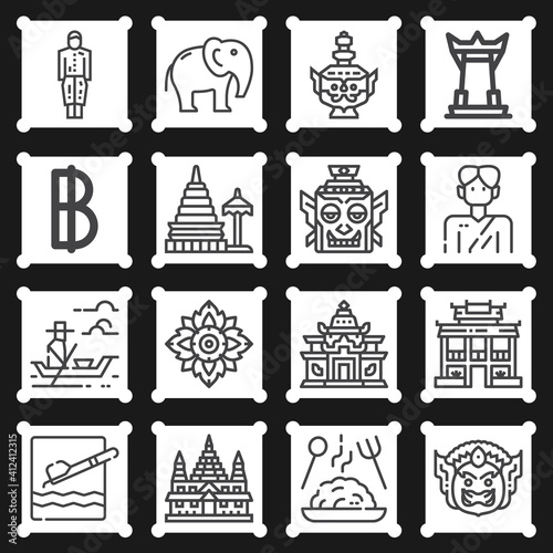 16 pack of malaysia  lineal web icons set
