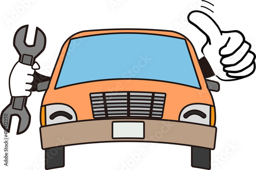 グーサインを出す可愛い車のキャラクター