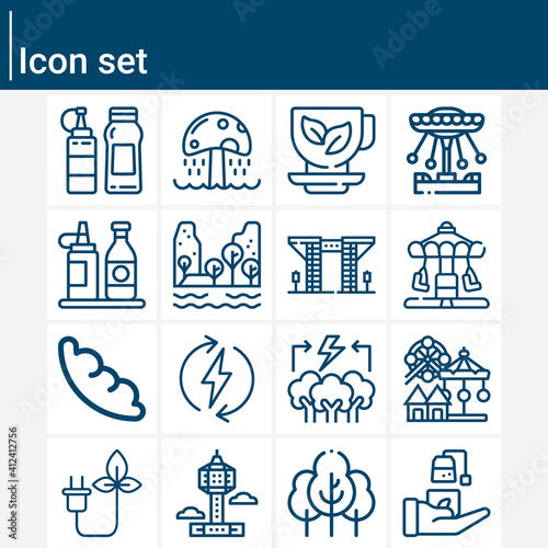 Simple set of urban area related lineal icons.