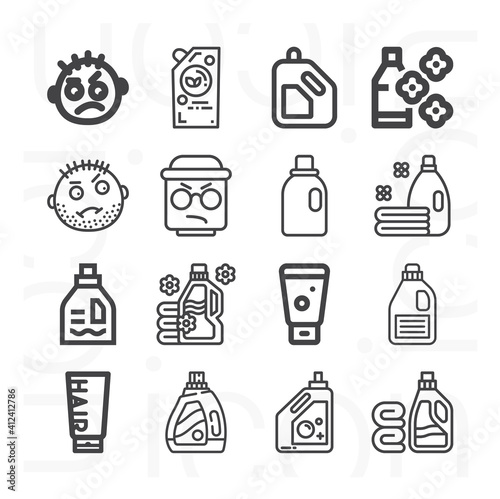 16 pack of hardened  lineal web icons set